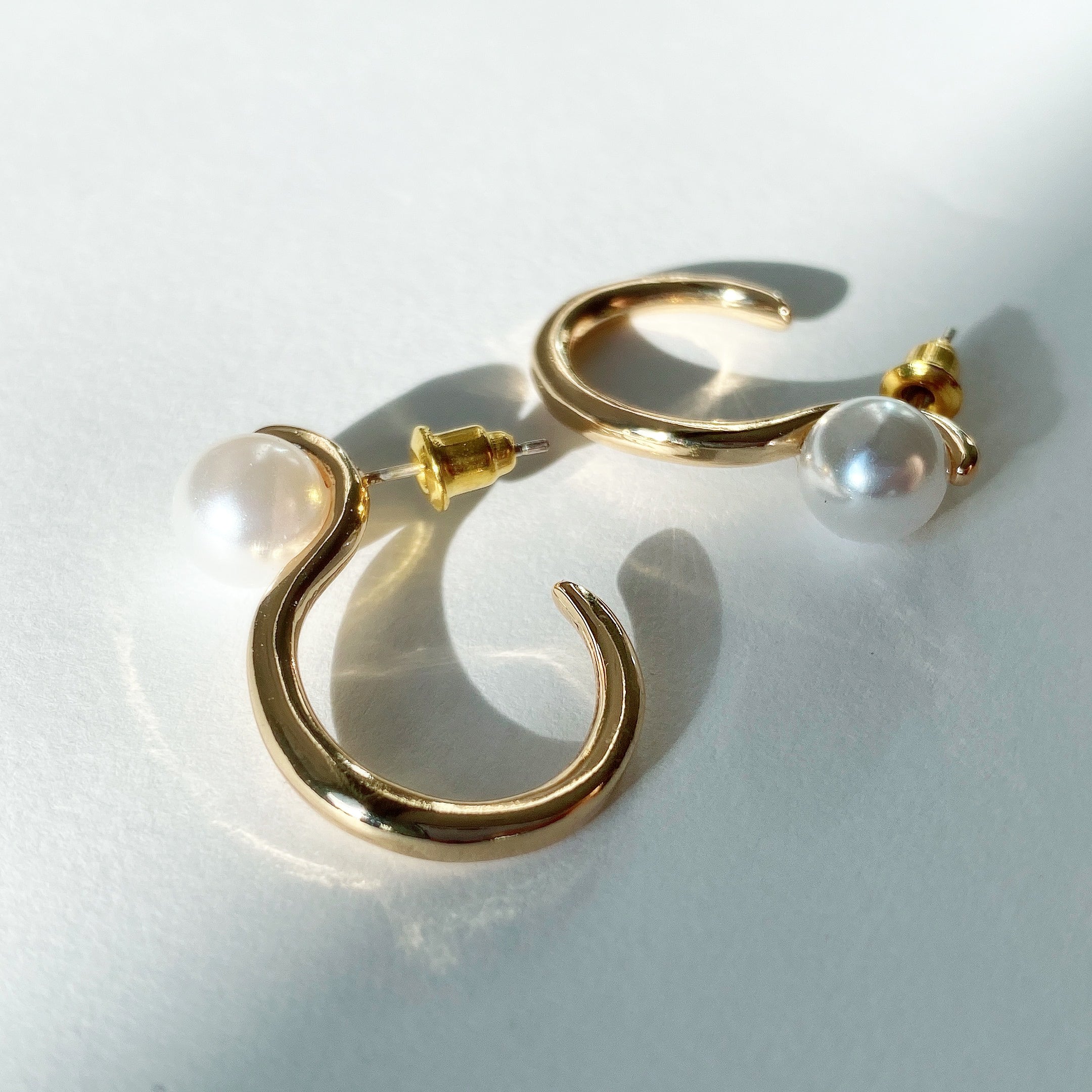 Gold Pearl Stud Earrings